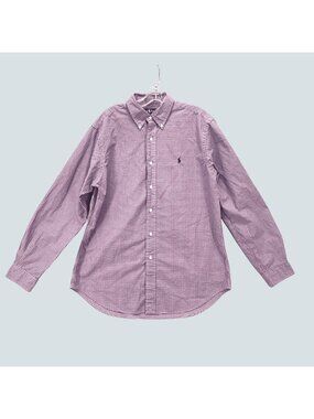 Ralph Lauren Classic Fit Purple White Check Button Down Shirt Men’s 16 34/35